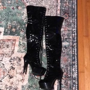 Black thigh high heels